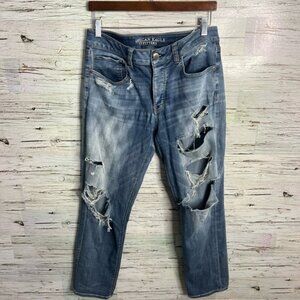 American Eagle Outfitters Blue Boyfriend tomgirl Jeans Distressed Style